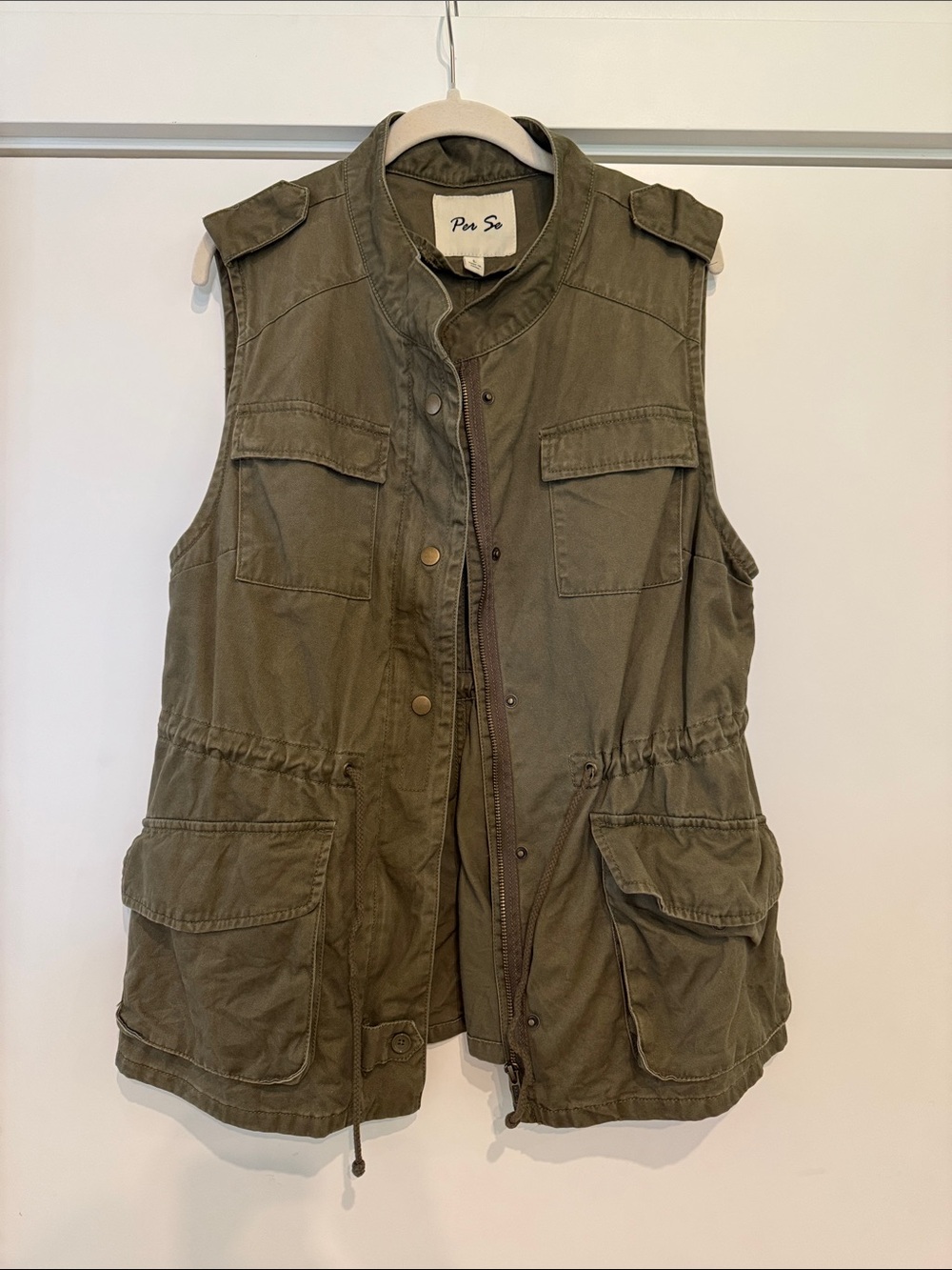 Per Se Cotton Army Green Vest Size L